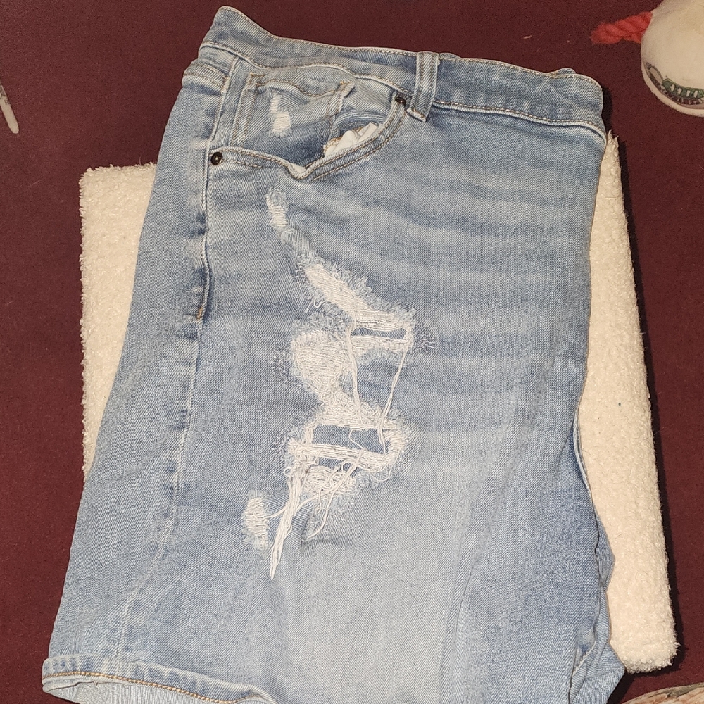Lane Bryant Light Blue Distressed Boyfriend Jeans